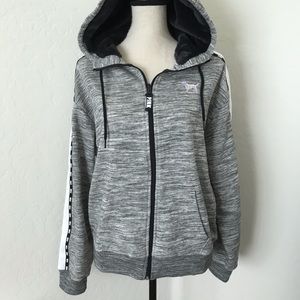 PINK Sequin Bling Faux Fur Lined Hooded Jacket